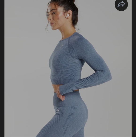 Gymshark Vital Crop Top - Evening Blue Marl - Picture 3 of 11